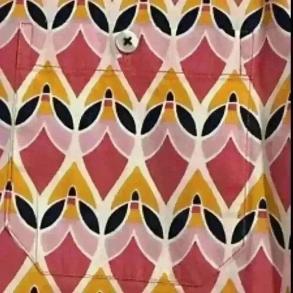 Tizzies Tunic Top Flip Cuff Pink Orange Blue White Side Pockets Size Medium - Picture 4 of 5